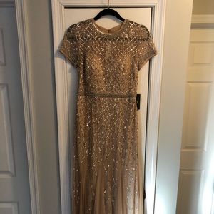 Adrianna Papell Cap Sleeve Beaded Gown